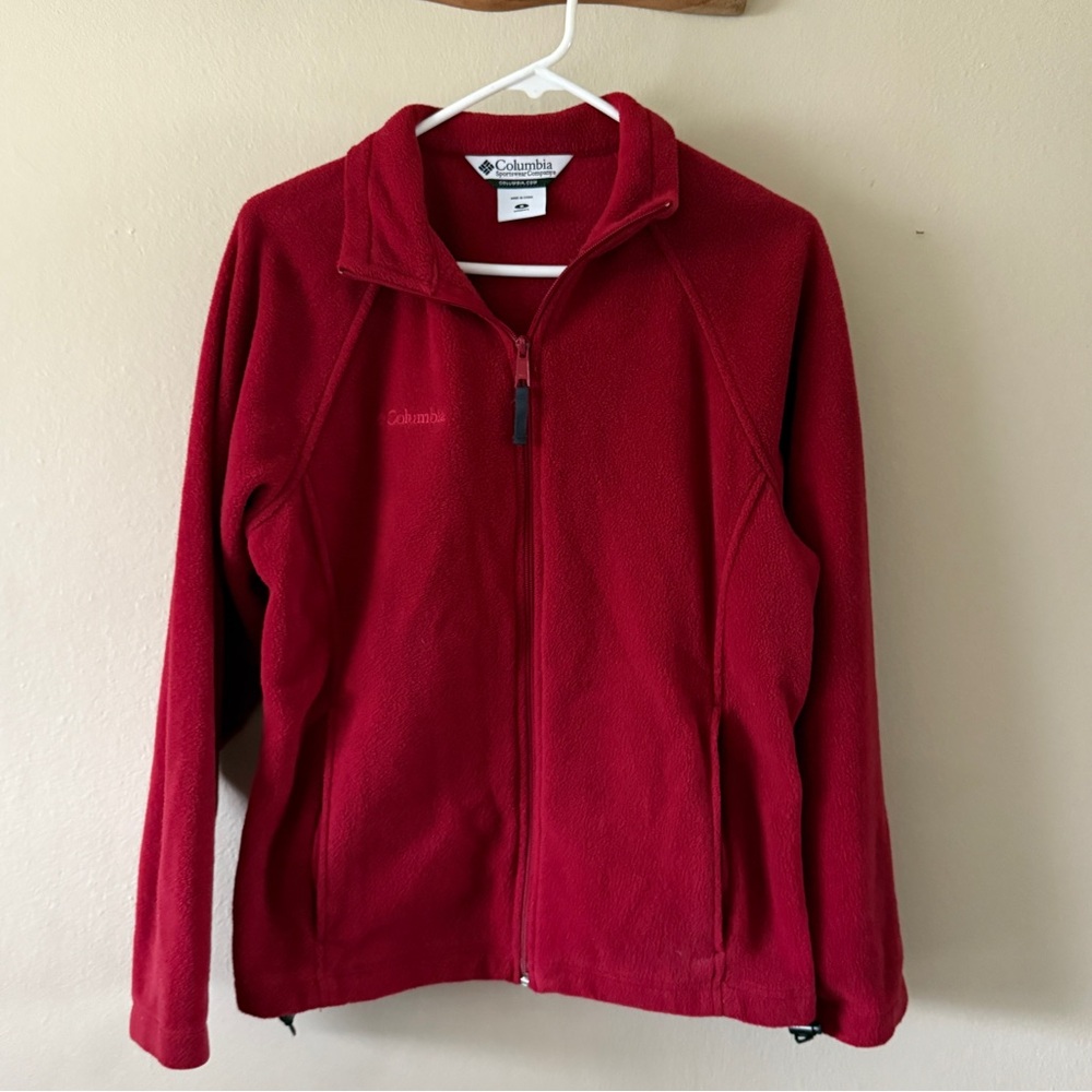 Columbia Cherry Red Full Zip Soft Fleece Jacket Outdoor Gorpcore size S